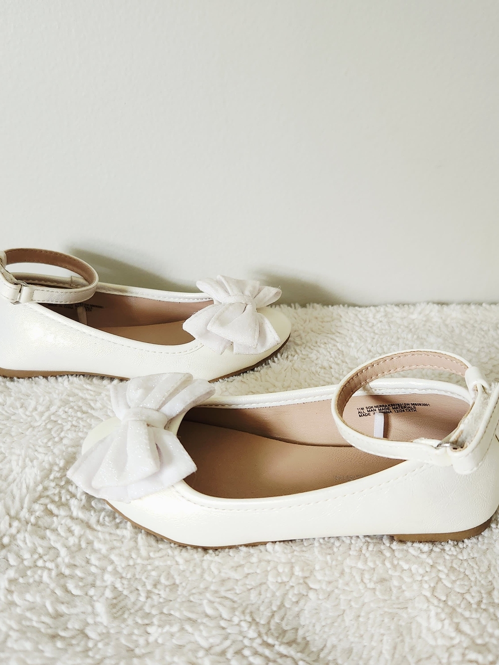 Sugar Toddler Girls Ivory / Off-White Bow Ballet Flats - Size 11